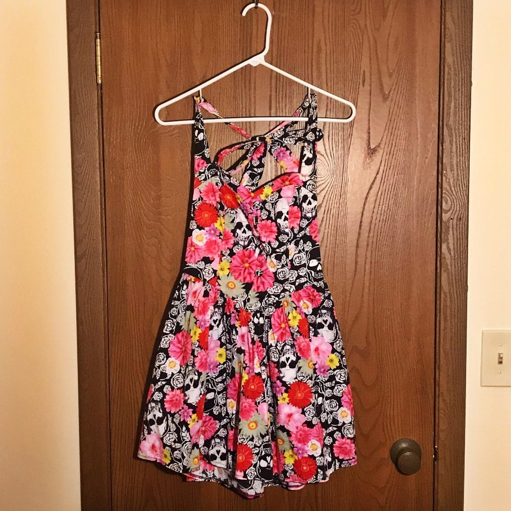 Hell Bunny Floral Skull Print Sun Dress